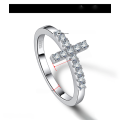 wholesale 18K Gold Plated 925 Sterling Silver Cross Moissanite Ring, New Cross-Border Fashion and Personalized Moissanite Jewelry for Foreign Trade Wholesale-0-5