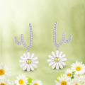 wholesale S925 sterling silver platinum-plated new sweet and unique daisy earrings for women, ins style, dropshipping-0-0