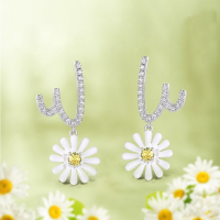 wholesale S925 sterling silver platinum-plated new sweet and unique daisy earrings for women, ins style, dropshipping-Thick Silver Platinum 925 Silver