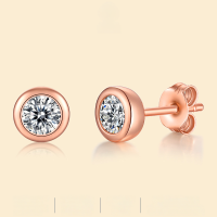 wholesale S925 Silver Moissanite Bubble Stud Earrings Minimalist Silver Jewelry Earrings Source Factory Large Quantity Ready Stock Wholesale-Rose gold 50 points*2