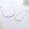 wholesale S925 Sterling Silver Korean Style Pearl Accent Minimalist Ins Aesthetic Bracelet Necklace Set-0-1