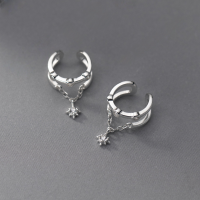 wholesale S925 Sterling Silver Inlaid Diamond Starry Double-Layer Ear Clips Ins Style High-End Ear Jewelry M03291-S925 silver pair>925 silver