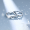 wholesale 925 Sterling Silver Minimalist Fish in Water Couple Rings, Engraved Matching Bands Gift for Girlfriend-0-1