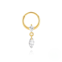 wholesale S925 Sterling Silver Marquise Pendant With Zircon, Natural Stone, Flat Head Threaded Ear Bone Clip, Hoop, Popular Nose Ring-Single gold #1