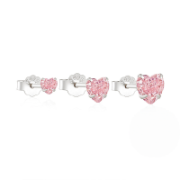 wholesale 925 Sterling Silver Classic Versatile Heart-shaped Zircon-accented Women's Earrings, 3-piece Set-Set of 3 - Platinum - Pink Diamond &gt; 925 Silver