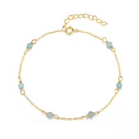 wholesale S925 Sterling Silver Agate Beaded Bracelet, Minimalist Handmade French Style Women's Accessory-Gold #3 Amazonite 925 Silver