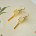 wholesale S925 silver new Chinese palace-style jade earrings with certificate, inlaid with Hetian jade, long tassel, plum blossom enamel earrings-0-3