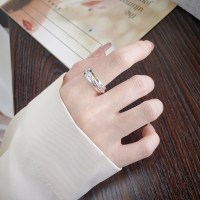 wholesale S925 Sterling Silver Trendy Street Minimalist Style Textured Crinkle Ring with a Design-Forward Asymmetric Look-1160FJ/approx. 5.5g Adjustable opening