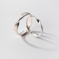 wholesale S925 Silver Couple Rings Men Women Korean Style Minimalist Matte Polished Knot Matching Band Rings J3397-0-2