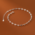 wholesale S925 Silver Anklet for Women Korean Style Minimalist Hollow Pig Nose Clasp Fashion Jewelry S4672-0-1