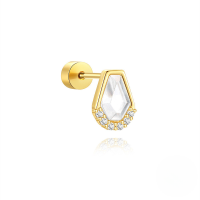 wholesale S925 Sterling Silver Geometric Butterfly Zirconia Stud Earrings With Threaded Flat Back-Single gold #5