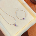 wholesale S925 Sterling Silver Crushed Amethyst Gourd Necklace and Bracelet Set, Minimalist Chinese Style with a Touch of Luxury Design-0-7
