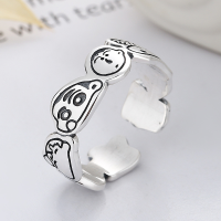 wholesale S925 Sterling Silver Trendy New Creative Crayon Shin-chan Cute All Characters Versatile Open Adjustable Ring-YJF780/approx. 3.7g 925 silver