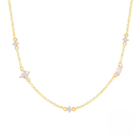 wholesale S925 Sterling Silver, An Ins Creative And Versatile Mini Collarbone Necklace, Tiktok Style, With Delicate Zircon Accents-Gold-White Diamond