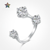 wholesale S925 Sterling Silver Korean and Japanese Light Luxury Women's Ring with Big and Small Eye Zircon Inlay, High-End Fashion Adjustable Open Ring-DY120613-SW-WH>Opening adjustable