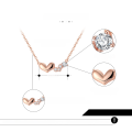wholesale S925 Sterling Silver Rose Gold Double Heart Pendant Necklace, Factory Direct Wholesale-0-1