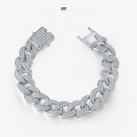 wholesale Metal material first: High carbon diamond, round 15mm eight hearts and eight arrows, dragon bone bracelet for women, luxurious full diamond, 16-20cm-White width 12mm【B-0861】 chain length 16cm