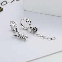 wholesale S925 Sterling Silver European and American Street Style Asymmetrical Rabbit Tassel Earrings for Women, Trendy and Versatile-YFR029/approx. 2.8g 925 silver