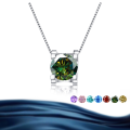 wholesale S925 Sterling Silver Four-Prong Round Moissanite Necklace for Women Pendant Light Luxury Choker Chain Jewelry-0-10