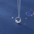 wholesale S925 Silver Necklace, Trendy Star with Diamond Inlay Hollowed-out Collarbone Chain D5468-0-3