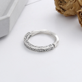 wholesale S925 Sterling Silver Retro Classic Pattern Embossed Möbius Ring with Open-End Design-0-1