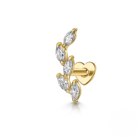 wholesale S925 Sterling Silver Marquise Zircon Love Flat Threaded Cartilage Ear Bone Stud, Hot-selling Cross-border European And American Ear Jewelry-Single gold #3