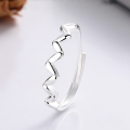 wholesale S925 Sterling Silver Fashion OL Minimalist Wave Geometric Pattern High-Polish Design Versatile Open Adjustable Ring for Women-0-3