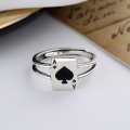 wholesale S925 Sterling Silver European-American Style Double Layer Poker Ace of Spades Ring Dongdaemun Internet-Famous Trendy Ins Index Finger Ring-0-1