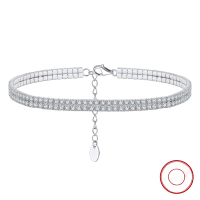 wholesale S925 Sterling Silver Cloud-Pull Jewelry Ankle Bracelet with Double Row Zircon Adjustable Anklet, Fashionable and Versatile, Wholesale from Manufacturer-4.5mm wide, 4A, platinum  925 silver