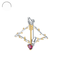 wholesale S925 Silver Cupid's Arrow Design Natural Colored Gemstone Brooch, Garnet Inlaid, Convertible Pendant Brooch-Natural Amethyst Brooch Pendant (Including Silver Chain)  925 Silver