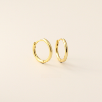 wholesale S925 Sterling Silver Minimalist Korean Plain Circle Round Ear Studs Light Surface Multiple Sizes Stackable Ear Hoops-10mm gold 925 silver