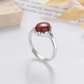 wholesale S925 Sterling Silver Oval South Red Agate Ring, Vintage Antique Finish, Cabochon Index Finger Ring, Factory Direct-0-2