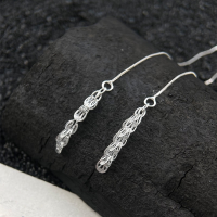 wholesale Metal S925 Long Phoenix Tail Chain Tassel Ear Thread Women's Popular Fashion Niche Design Ins Personality Minimalist Earrings-Phoenix Tail Tassel Earrings--Silver White 925 Silver