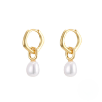 wholesale S925 Sterling Silver Long Korean Japanese Light Luxury Pearl Hoop Earrings, Popular In Europe And America, Elegant And Unique Ins Earrings-gold
