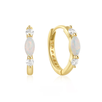 wholesale 925 Sterling Silver Earrings with Natural Australian Opal, Micro-Paved Zircon, Hoop Ear Cuff, Light Luxury High-End, Instagram-Worthy, Best-Selling in Europe and America-Platinum