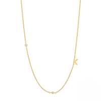 wholesale S925 Sterling Silver Zircon-studded Letter Women's Choker Necklace, Ins Minimalist 26-letter Design-Gold-K 925 silver