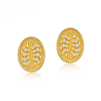 wholesale S925 Sterling Silver New Korean and Japanese Light Luxury Style Earrings, Spring and Summer New Collection Forest-inspired Willow Geometric Ear Studs for Women, Direct from Manufacturer-10K gold + swimming paint  925 silver