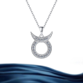 wholesale S925 Sterling Silver Cross-Border Zodiac Taurus Full Moissanite Pendant Unique High-End Feel Necklace Wholesale-0-0