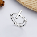 wholesale S925 Sterling Silver Japanese Version Trendy Fashion Cross Splice Chain Index Finger Ring Adjustable Ring Unisex-0-0