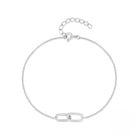 wholesale S925 Sterling Silver Cross Double Buckle Zirconia Inlaid Zircon Choker Necklace And Bracelet Jewelry Set, Popular In Europe And America, Elegant Women's Accessories-White Gold-Bracelet 925 Silver