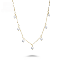 wholesale 10K Gold Artli Jewelry Small Design Full Star White Sapphire Necklace Simple Luxury High-End Sense Collarbone Chain-White Sapphire Necklace 10k