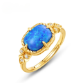 wholesale S925 Sterling Silver Japanese and Korean New Light Luxury Vintage Synthetic Blue Opal Ring, Palace Style Niche Hand Jewelry Wholesale-0-0