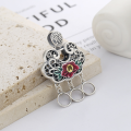 wholesale S925 Sterling Silver Ethnic Style Exquisite Enamel Glaze Flower Auspicious Peace Lock Pendant for DIY Pairing-0-0