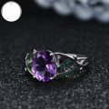 wholesale S925 Sterling Silver Adjustable Thorn Bud Design Ring with Natural Amethyst Gemstone-0-1