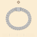 wholesale S925 Sterling Silver New Cross-Border Bestseller Faith Light Moissanite Bracelet for Men and Women, European and American Hip-Hop Style Cuban Chain-0-0