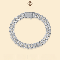 wholesale S925 Sterling Silver New Cross-Border Bestseller Faith Light Moissanite Bracelet for Men and Women, European and American Hip-Hop Style Cuban Chain-Moissanite 16.5cm long &gt; 8mm wide