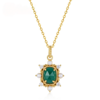 wholesale 925 Silver Japanese Light Luxury Green Agate Court-Style Pendant for Women, Geometric Twist Retro Shell Pearl-[Pendant] Without chain 925 silver