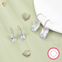 wholesale 925 Silver Cross-Border Hot-Sale Earrings, Geometric Square Zirconia High-End Design, Light Luxury Diamond-Inlaid Stud Jewelry-Style A>925 silver