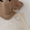 wholesale S925 Sterling Silver Bow Ring for Women, Korean Style New Ins Trend Minimalist Niche Adjustable Open Ring-0-3