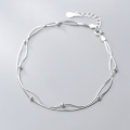 wholesale S925 Silver Ankle Chain Women Korean Style Fashion Minimalist Elegant Double Layer Beaded Artistic Snake Chain S3351-0-4